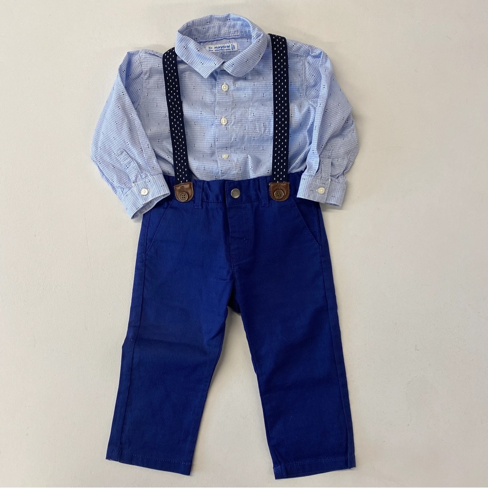 Mayoral Top, Pants & Suspenders